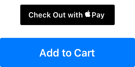 An illustration showing an Apple Pay button positioned incorrectly at a smaller size above a larger custom Add to Cart button.