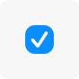An illustration that shows a checkbox with the on state, which looks like a small rounded square with blue fill and a white checkmark.