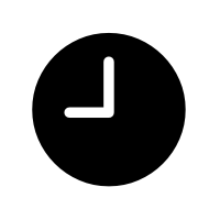 A black disk with two white lines in the nine o'clock position.