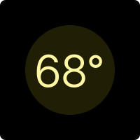 The number sixty-eight and the degree symbol centered within a circular area.