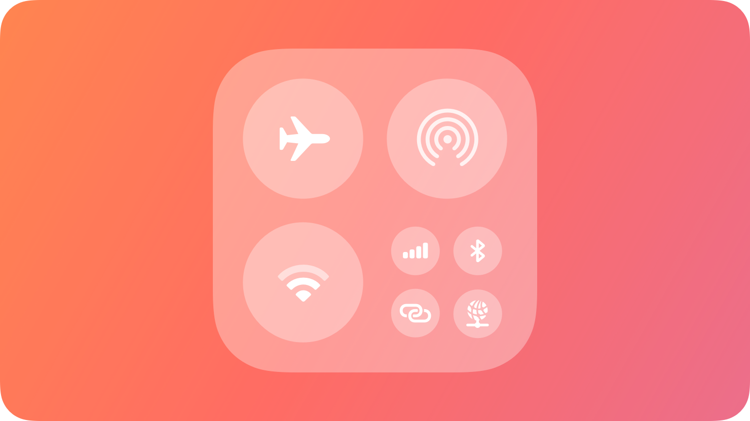 A partial screenshot of controls in Control Center, such as the Airplane Mode toggle, Wi-Fi toggle, and AirPlay button. The image is tinted red to subtly reflect the red in the original six-color Apple logo.