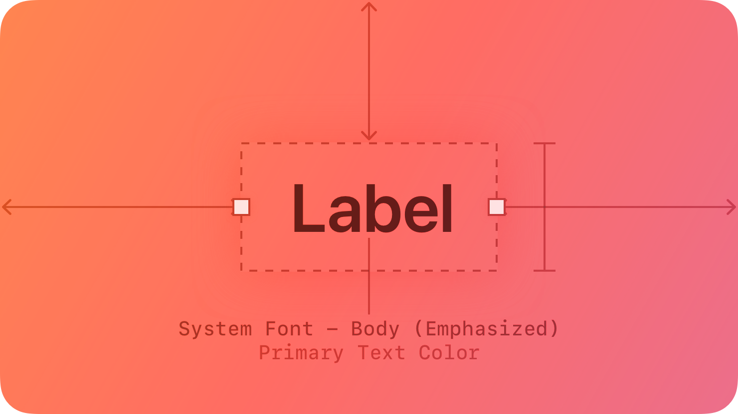 A stylized representation of a text label. The image is tinted red to subtly reflect the red in the original six-color Apple logo.