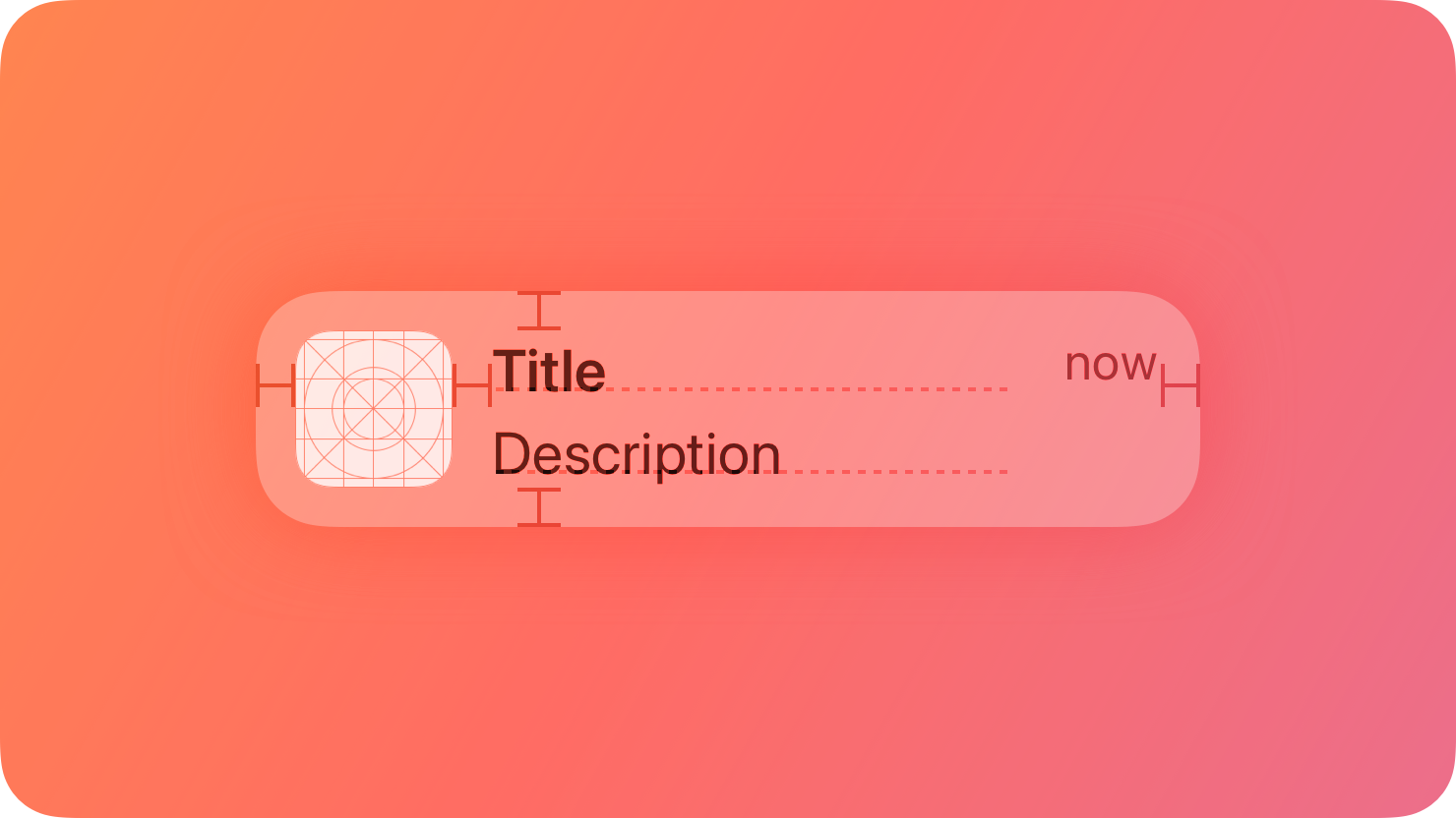 A stylized representation of a notification mockup. The image is tinted red to subtly reflect the red in the original six-color Apple logo.