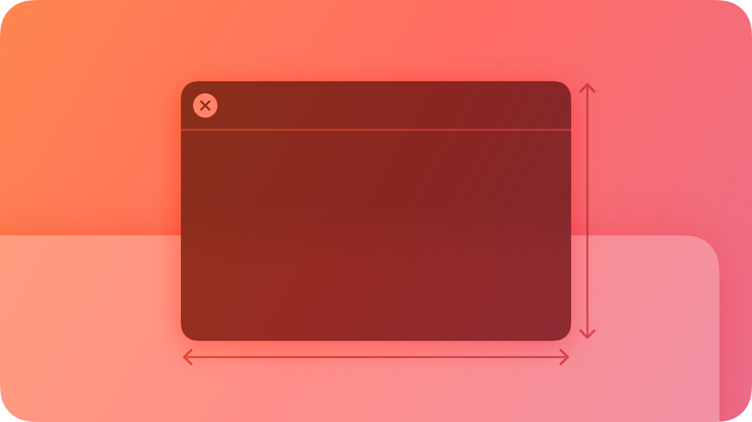 A stylized representation of a panel floating above a window. The image is tinted red to subtly reflect the red in the original six-color Apple logo.
