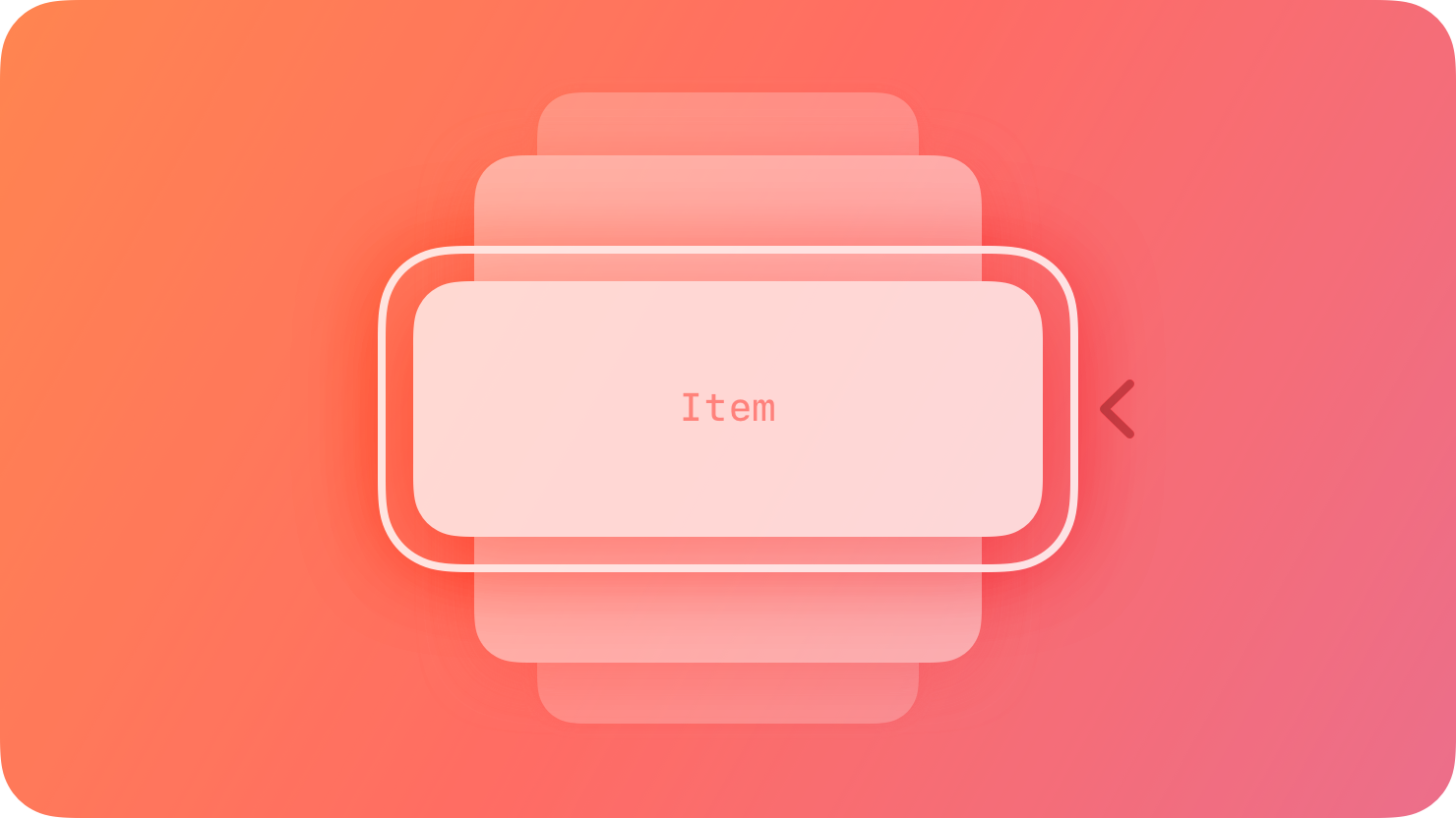 A stylized representation of a selected item in a scrollable list. The image is tinted red to subtly reflect the red in the original six-color Apple logo.