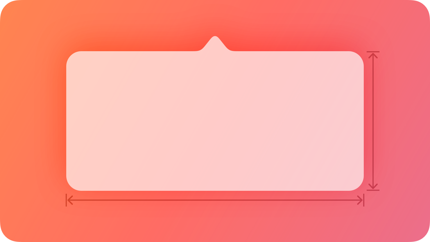 A stylized representation of a popover view. The image is tinted red to subtly reflect the red in the original six-color Apple logo.
