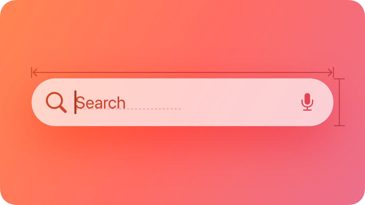 A stylized representation of a search field containing placeholder text and a dictation icon. The image is tinted red to subtly reflect the red in the original six-color Apple logo.