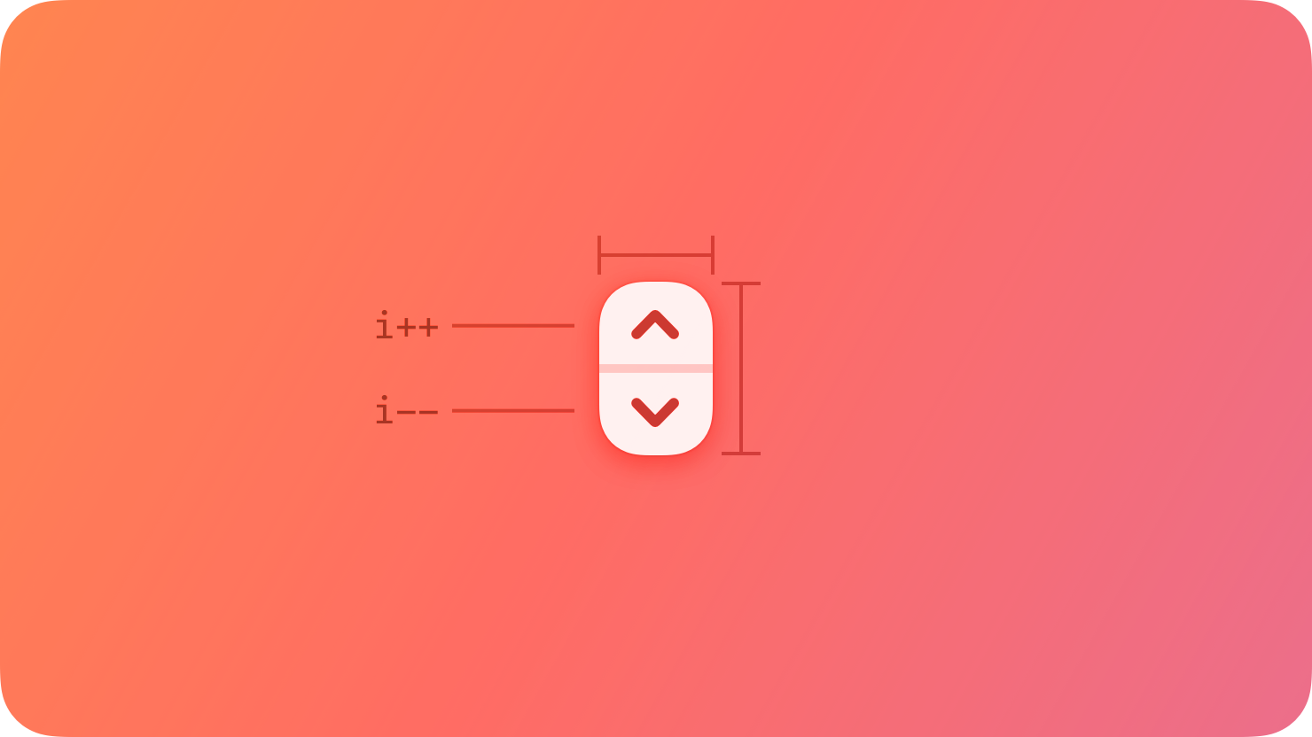 A stylized representation of a stepper control. The image is tinted red to subtly reflect the red in the original six-color Apple logo.