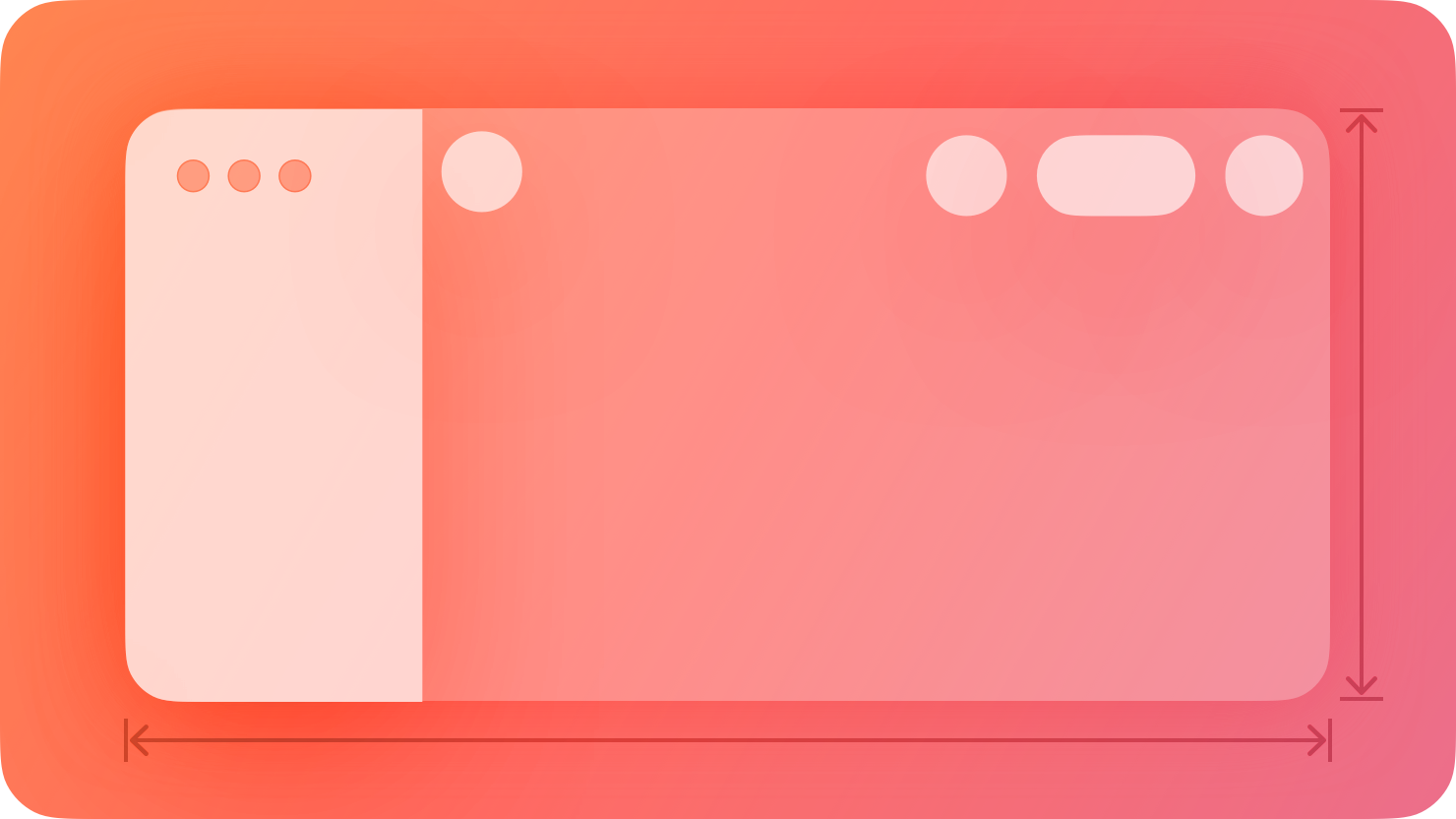 A stylized representation of a window with close, minimize, and full-screen buttons. The image is tinted red to subtly reflect the red in the original six-color Apple logo.