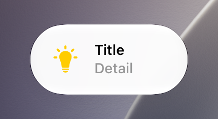 A medium-size control toggle displaying a symbol of a light bulb, a title, and value text.