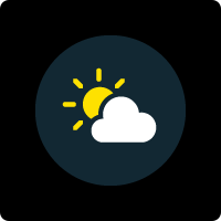 An icon showing a yellow sun partially obscured by a white cloud within a circular area.