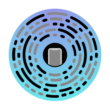 An illustration of an invalid App Clip Code with a color gradient instead of a solid background color.