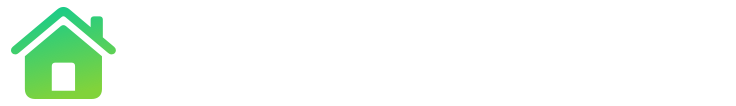 A symbol of a house. The symbol is tinted green to subtly reflect the green in the original six-color Apple logo.