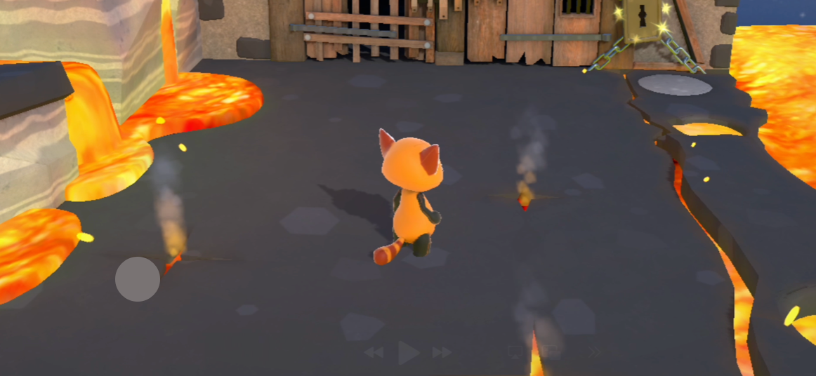 A graphic that shows gameplay with a virtual control to move the character that's less visible while the character is at rest.