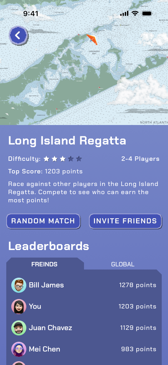 An iPhone screenshot of the game The Coast with the Game Overlay open, showing the in-game UI starting a multiplayer activity.