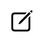 An icon showing a pencil positioned over a square.