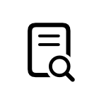 An icon showing a magnifying glass above a document.