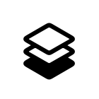An icon showing a stack of three squares overlapping each other, with the bottom square using a solid fill style while the other squares are outlines.