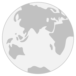 A simplified illustration of a globe that shows a horizontally flipped Eastern hemisphere with Africa on the far right and Australia on the far left.