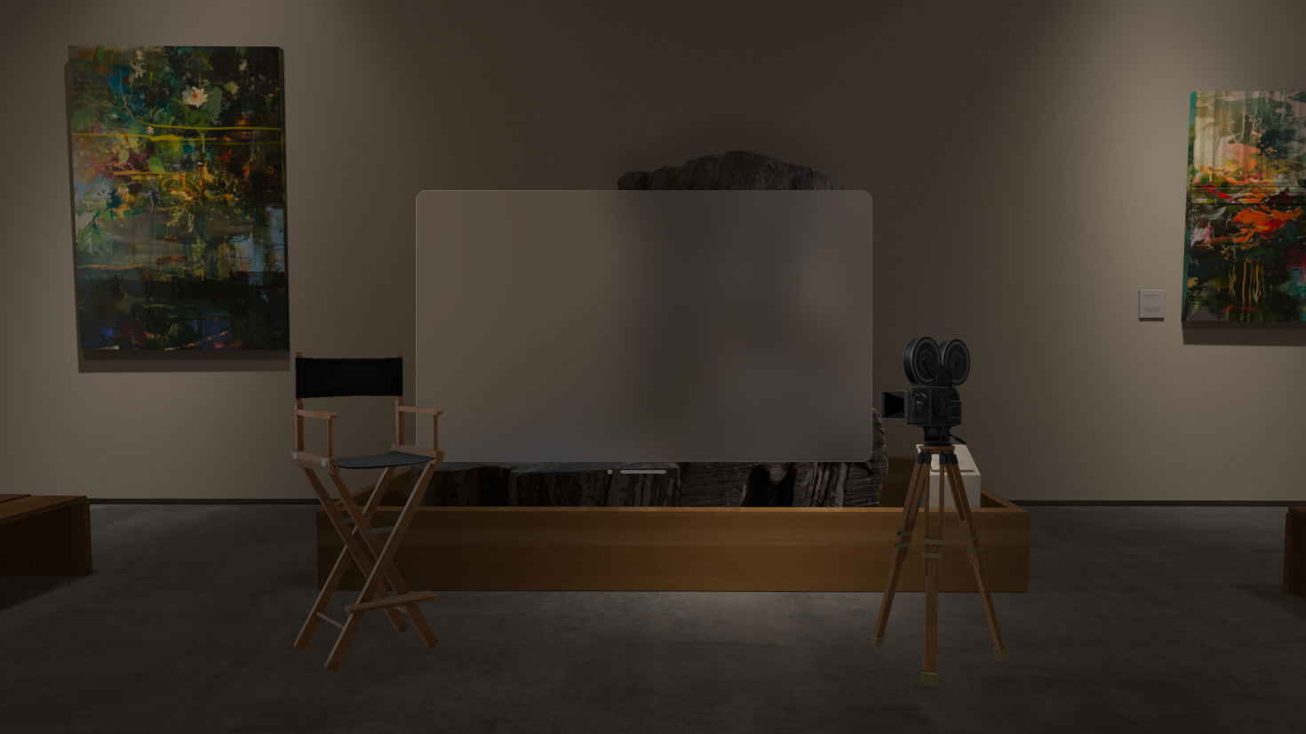 A screenshot of an app running in a Full Space using the full immersion style in visionOS.