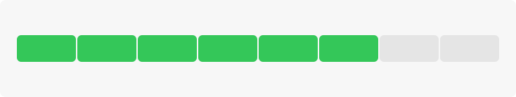 An image of a discrete capacity indicator that uses the default green fill to indicate an amount of three-quarters of the total capacity.