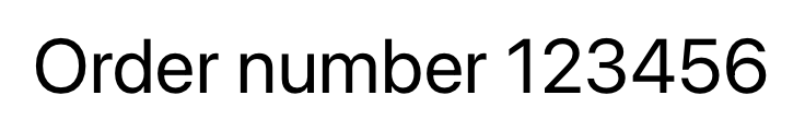 From the left, the two words order and number followed by the number 123456 in Latin script.