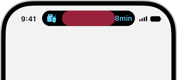 An illustration that shows the compact presentation of a Live Activity in the Dynamic Island on iPhone.