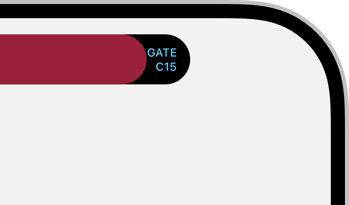 An illustration that shows text in the Dynamic Island that's small and difficult to read.
