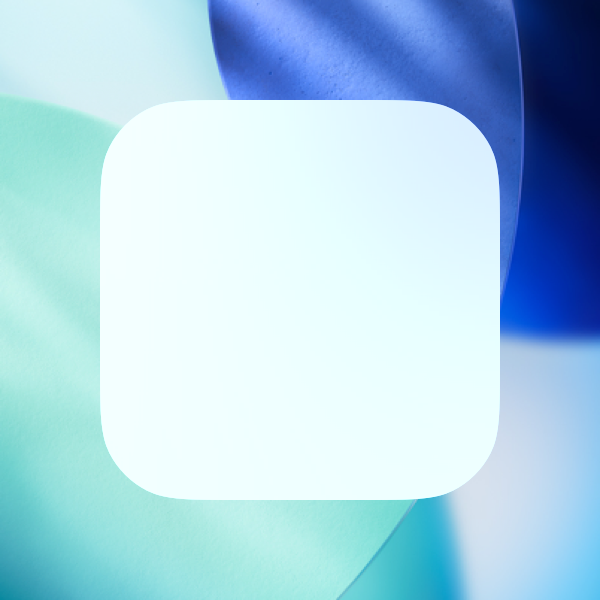 An illustration of the iOS and iPadOS regular material above a colorful background. Where the material overlaps the background, it provides a diffuse and darkened gradient of the background colors.