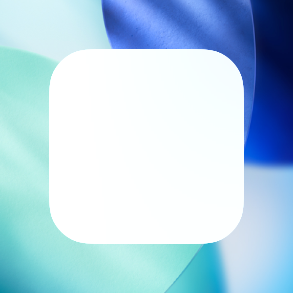 An illustration of the iOS and iPadOS thick material above a colorful background. Where the material overlaps the background, it provides a dark, muted gradient of the background colors.
