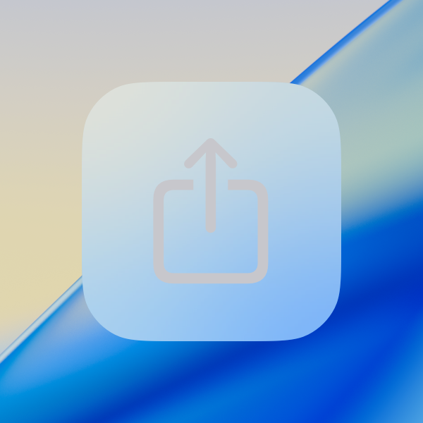 An illustration of a Share button with a translucent background material and a symbol. The symbol uses the systemGray3 color and is difficult to see against the background material.