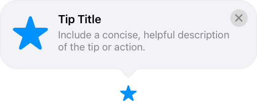 An illustration of an annotation-style tip pointing to a feature depicted by a blue star icon. The tip includes a similar blue star symbol on its leading side.