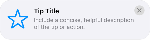 An illustration of a hint-style tip with an unfilled blue star symbol on the leading side.