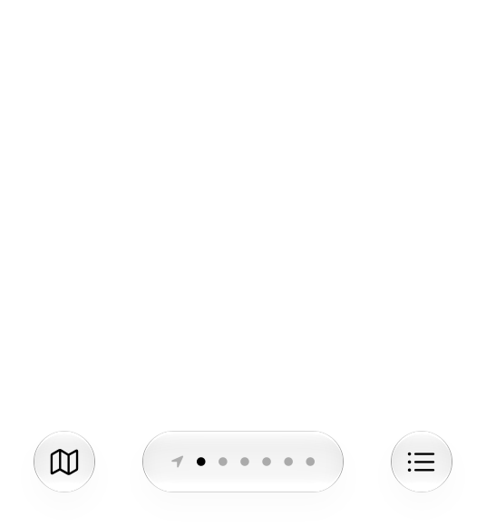 An illustration that represents the Weather app highlighted to show a page control at the bottom edge of the screen. The page control displays the location symbol on the leading side followed by a series of dots.