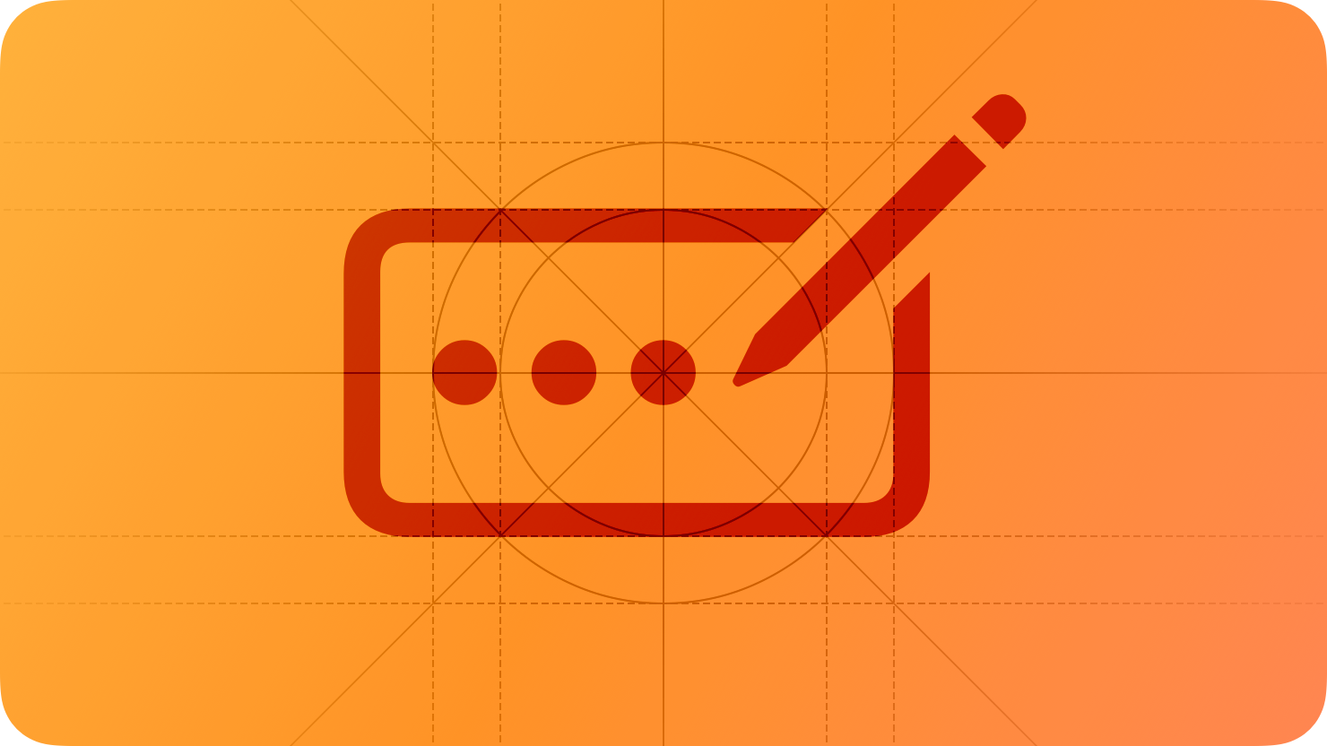 A sketch of a pencil writing within a field, suggesting data entry. The image is overlaid with rectangular and circular grid lines and is tinted orange to subtly reflect the orange in the original six-color Apple logo.