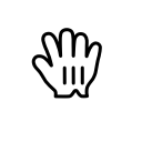 An open, gloved hand.