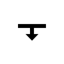 A horizontal bar with a downward-pointing arrow at its midpoint.