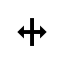 A vertical bar with left- and right-pointing arrows extending from its midpoint.