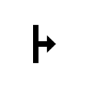 A vertical bar with a right-pointing arrow at its midpoint.