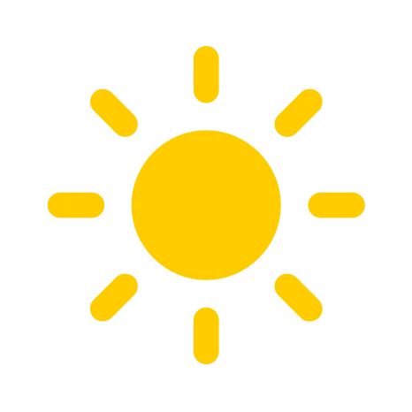 The sun symbol with a solid yellow fill.