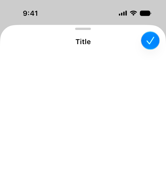 An illustration of the top half of a sheet on iPhone. A Done button appears in the top-right corner on its own.