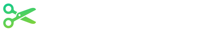 A symbol of a pair of scissors. The symbol is tinted green to subtly reflect the green in the original six-color Apple logo.