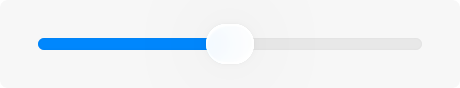 An illustration of a horizontal slider with the thumb in the middle. The leading portion of the track up to the thumb is filled with a blue highlight color.