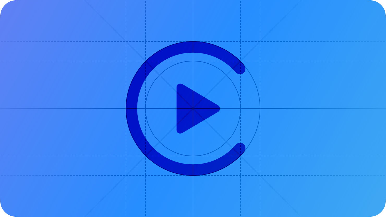 A sketch of the CarPlay icon. The image is overlaid with rectangular and circular grid lines and is tinted blue to subtly reflect the blue in the original six-color Apple logo.