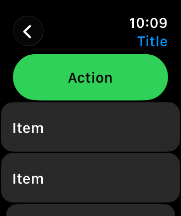 A screenshot showing two toolbar buttons in the top leading and trailing corners. The toolbar also displays a primary action button in the scroll view.