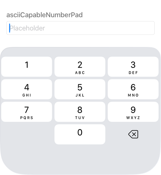 A partial screenshot of a keyboard on iPhone that displays all 10 number keys in addition to the Delete key. Keys for the numbers 2 through 9 each include the 3 or 4 letters associated with the number on a phone.