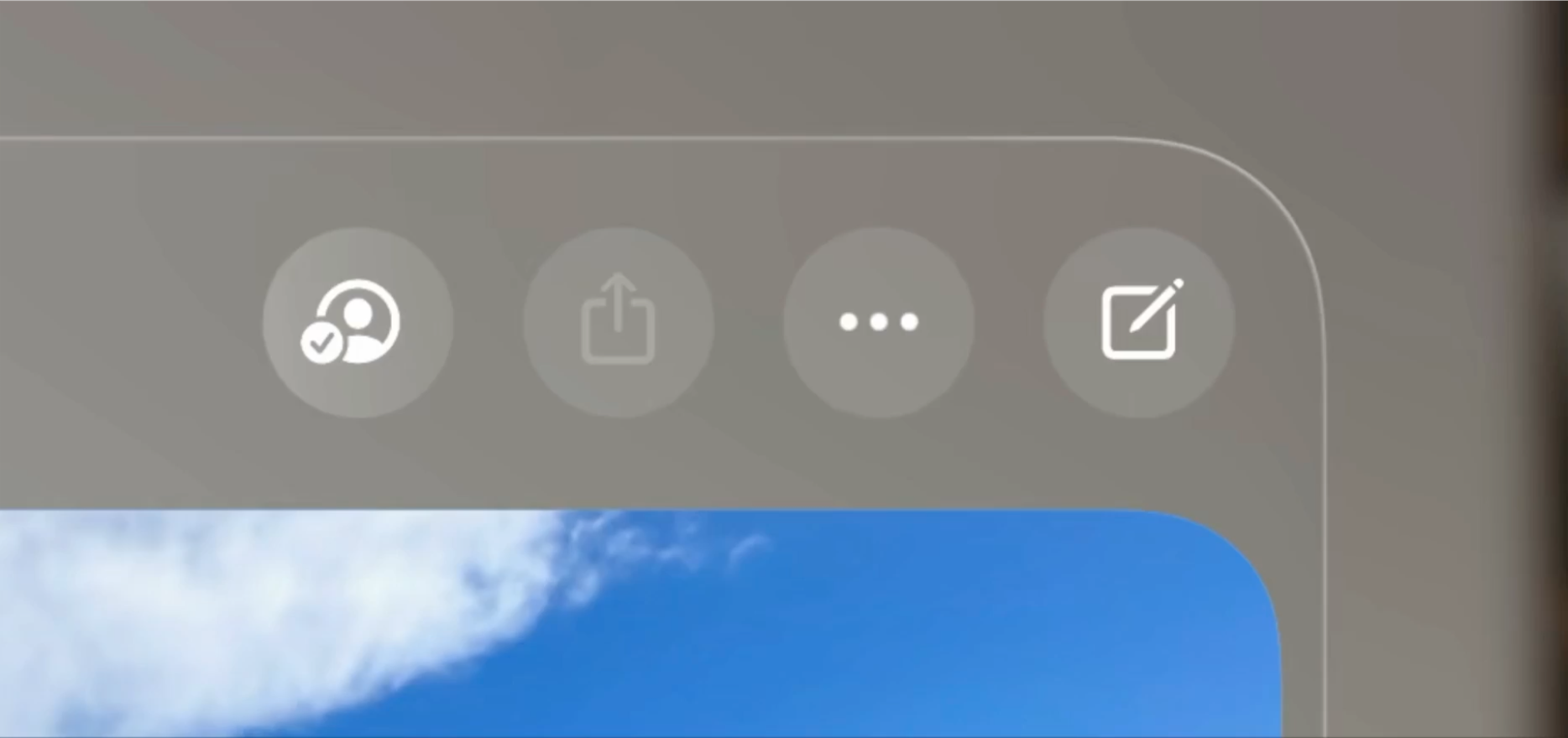 A recording showing the top portion of a window in visionOS. The window contains several buttons, including a 'More' button, which receives the hover effect. The button is selected and a menu containing additional options appears.