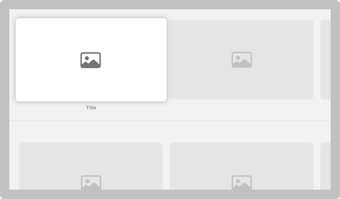An illustration of Apple TV, displaying a two-column grid of media items. Additional media items are partially visible on the right side and bottom edge of the screen.