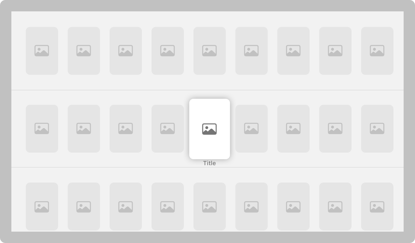 An illustration of Apple TV, displaying a nine-column grid of media items.
