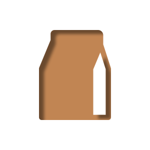 A brown paper bag icon with an inner drop shadow applied, creating a recessed effect inside the icon shape.